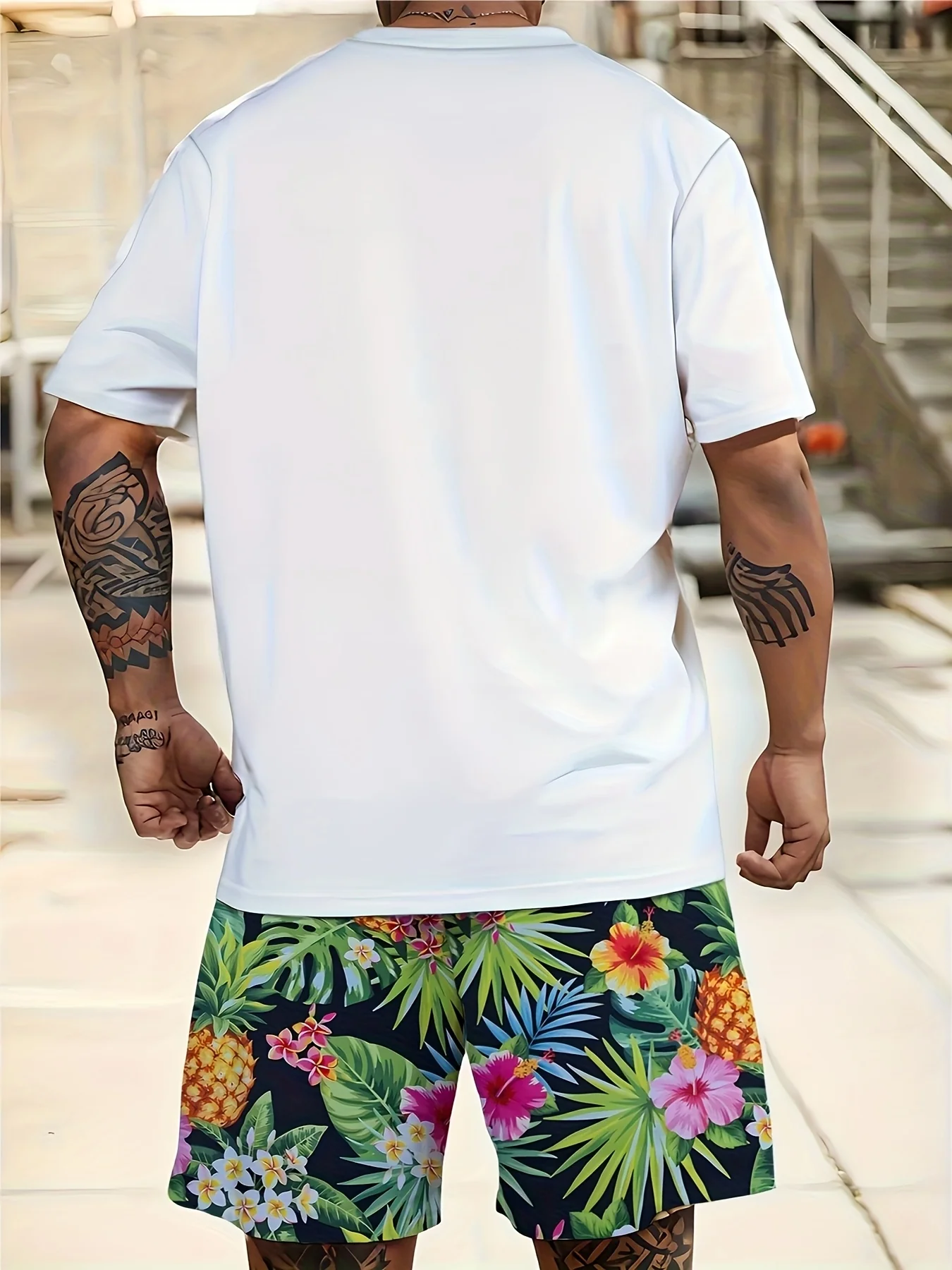 Ensemble t-shirt et short de sport décontractés grande taille pour homme – Image 3