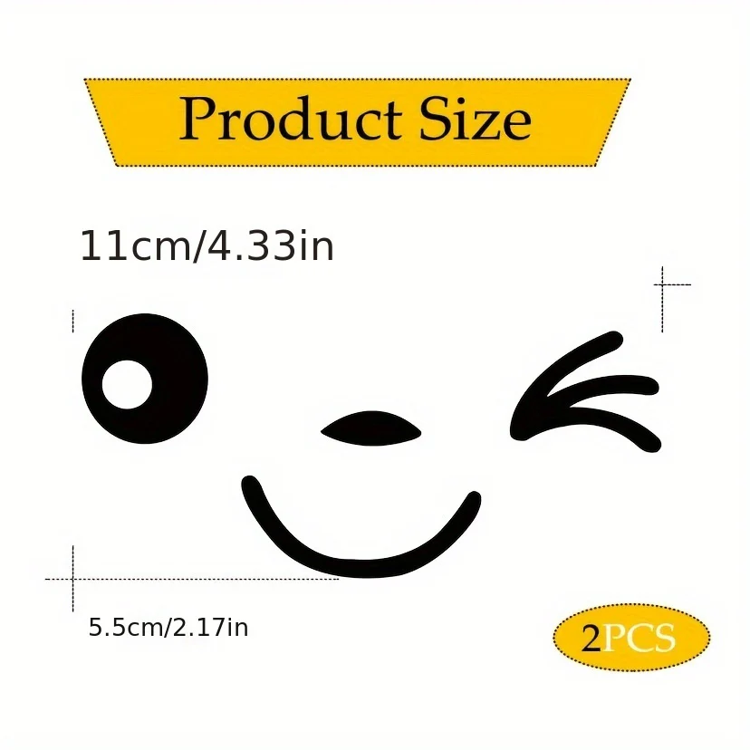 1 paire d'autocollants 3D mignons et souriants pour rétroviseurs gauche et droit – Image 8