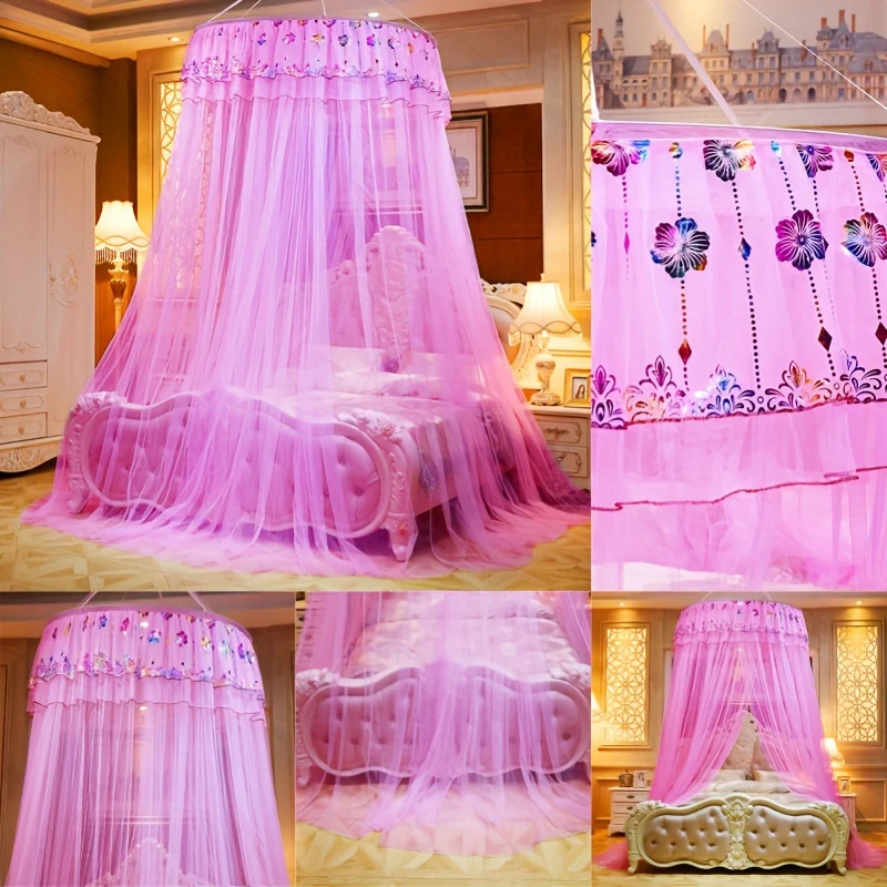 Ciel de lit classique suspendu en forme de dôme, couleur unie – Image 8