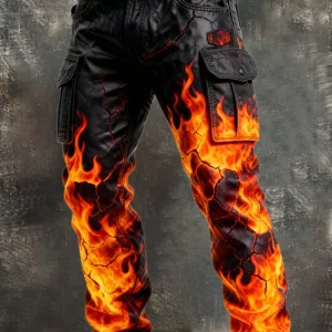 MAISON CLÉMENT PARIS™ | PANTALON CARGO MOTARD IMPRIMÉ FLAMMES