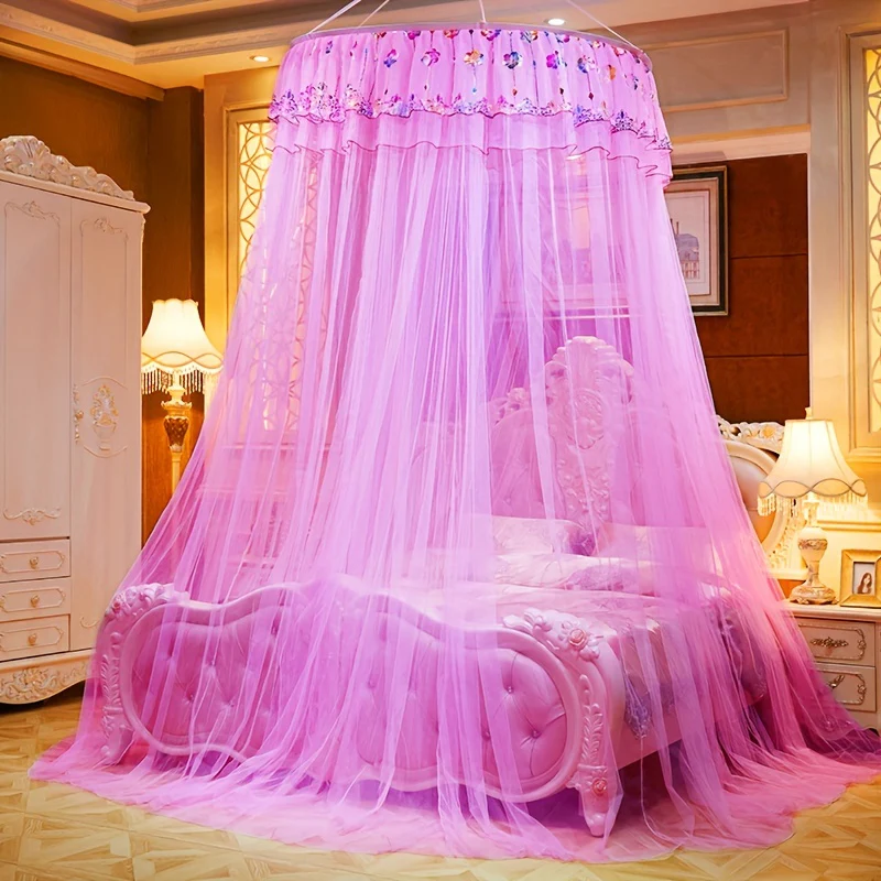 Ciel de lit classique suspendu en forme de dôme, couleur unie – Image 3