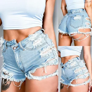 Short en jean taille haute tendance et décontracté