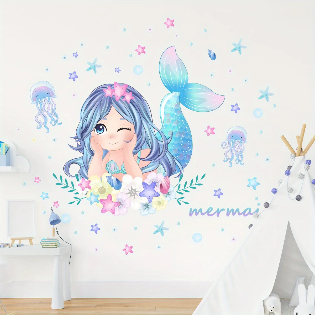 Autocollant mural créatif, motif sirène – Image 9