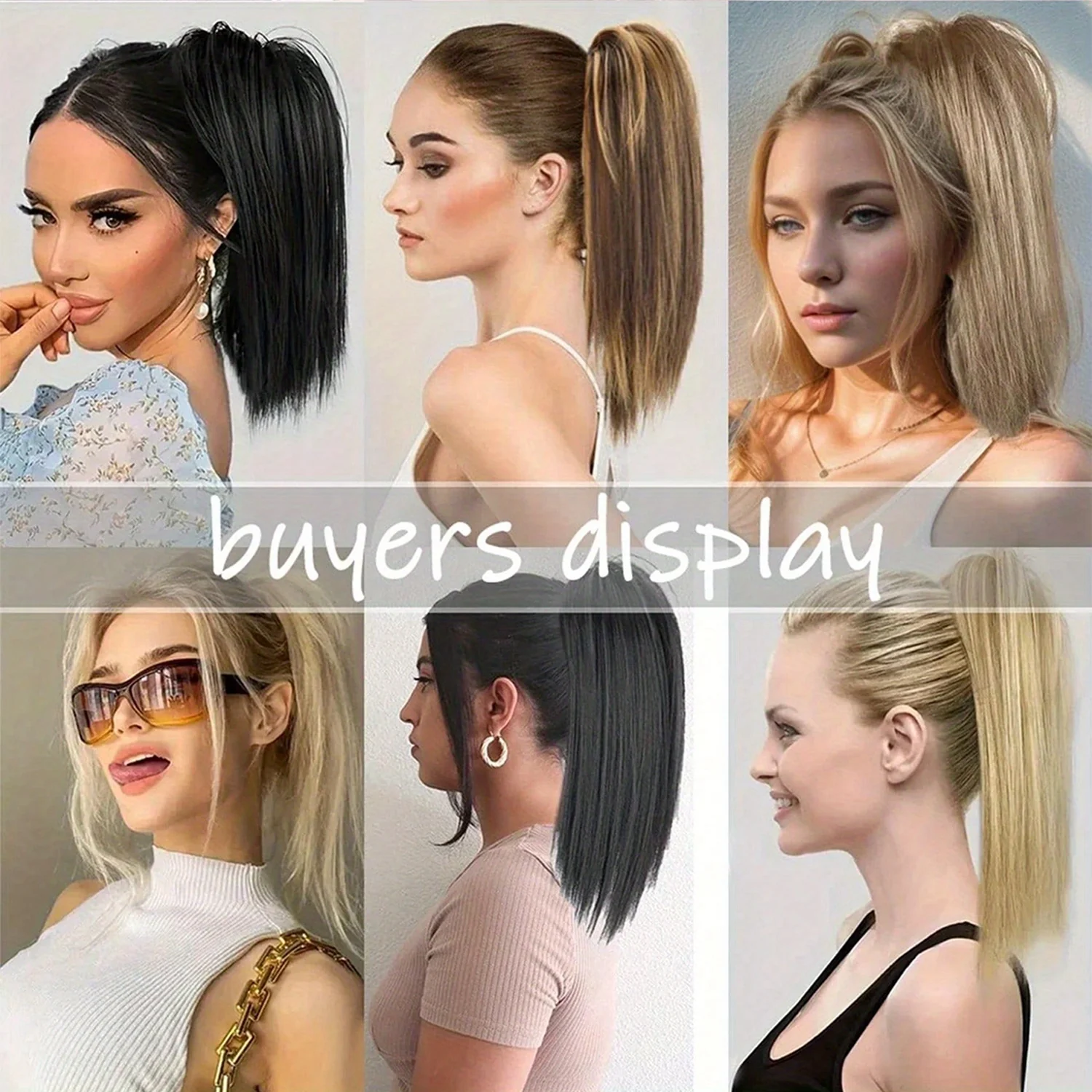 Perruque , queue de cheval pour femme - Cheveux synthétiques – Image 6