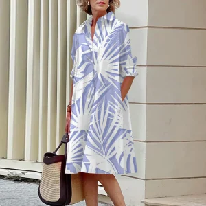 Robe-chemise ample et décontractée pour femme, imprimée numériquement en 3D