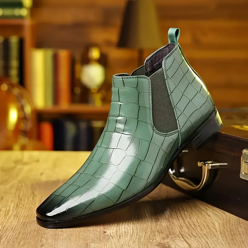 Bottines Chelsea à carreaux pour homme, grandes tailles, résistantes à l'usure – Image 4