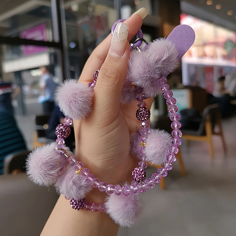 Bracelet en perles de cristal et diamants, cordon pour téléphone portable – Image 6