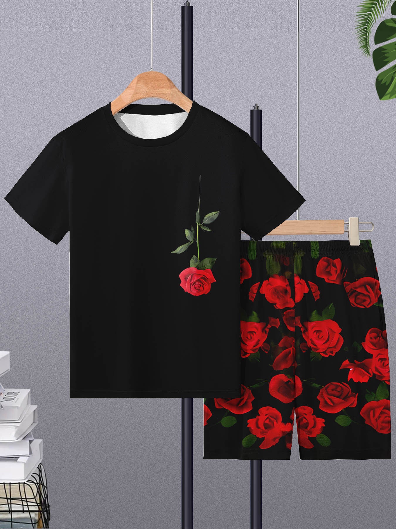 Ensemble t-shirt et short d'été imprimés en 3D pour hommes – Image 3