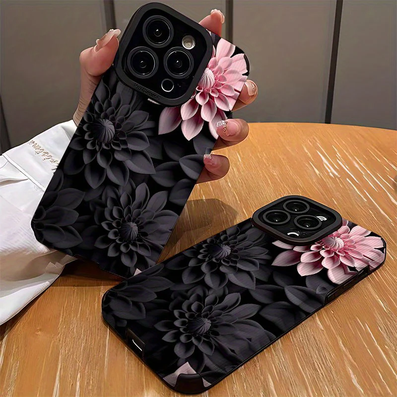 Coque de téléphone à motif floral 3D rose et noir pour les modèles d'iPhone – Image 8