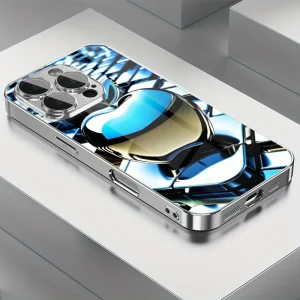 Coque de téléphone en TPU électroplaqué, motif Apple métallisé dégradé bleu