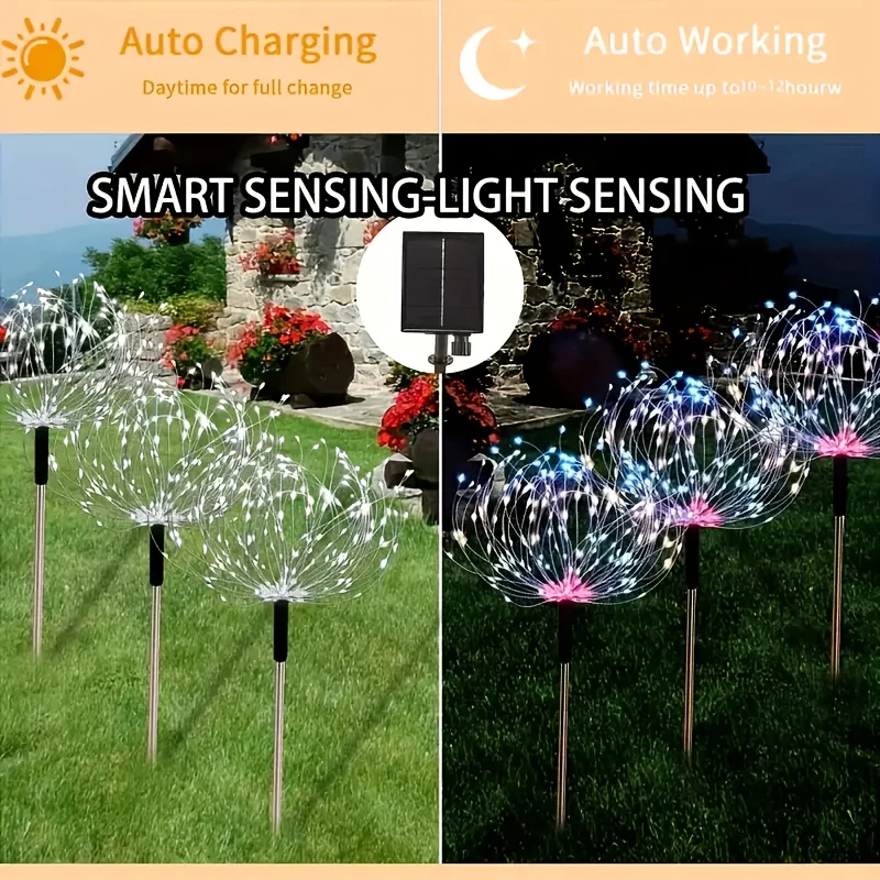 Lot de 4 lampes solaires d'extérieur pour jardin (240 LED), version améliorée – Image 7