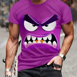 T-shirt graphique pour homme, col rond, tissu polyester respirant