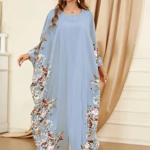 Robe longue fendue à imprimé floral