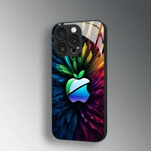 Coque en verre HD premium avec logo Apple coloré – Ultra-fine, durable