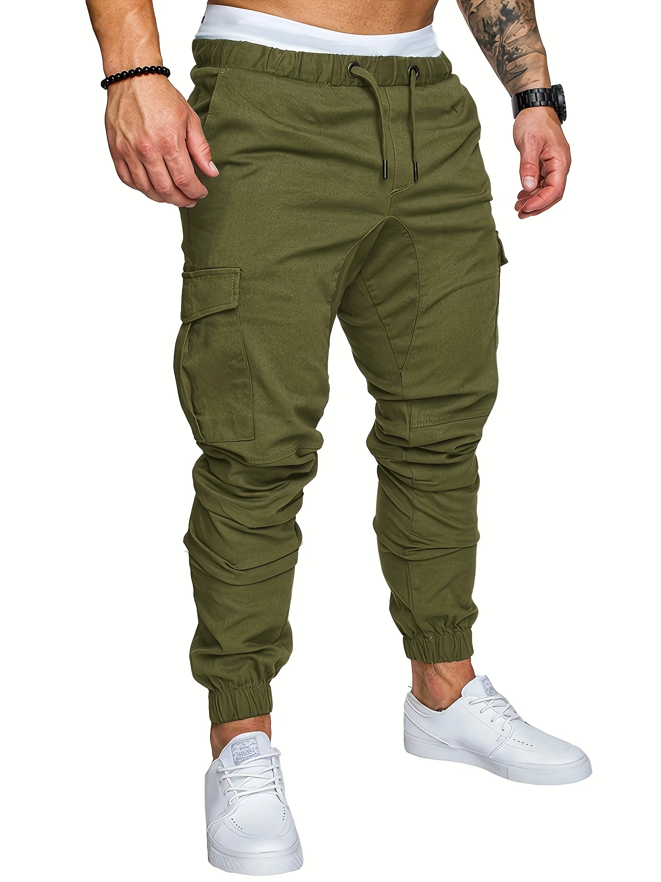 Pantalon cargo robuste pour homme avec design multi-poches, taille réglable