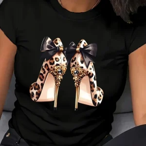 T-shirt décontracté imprimé léopard pour femme