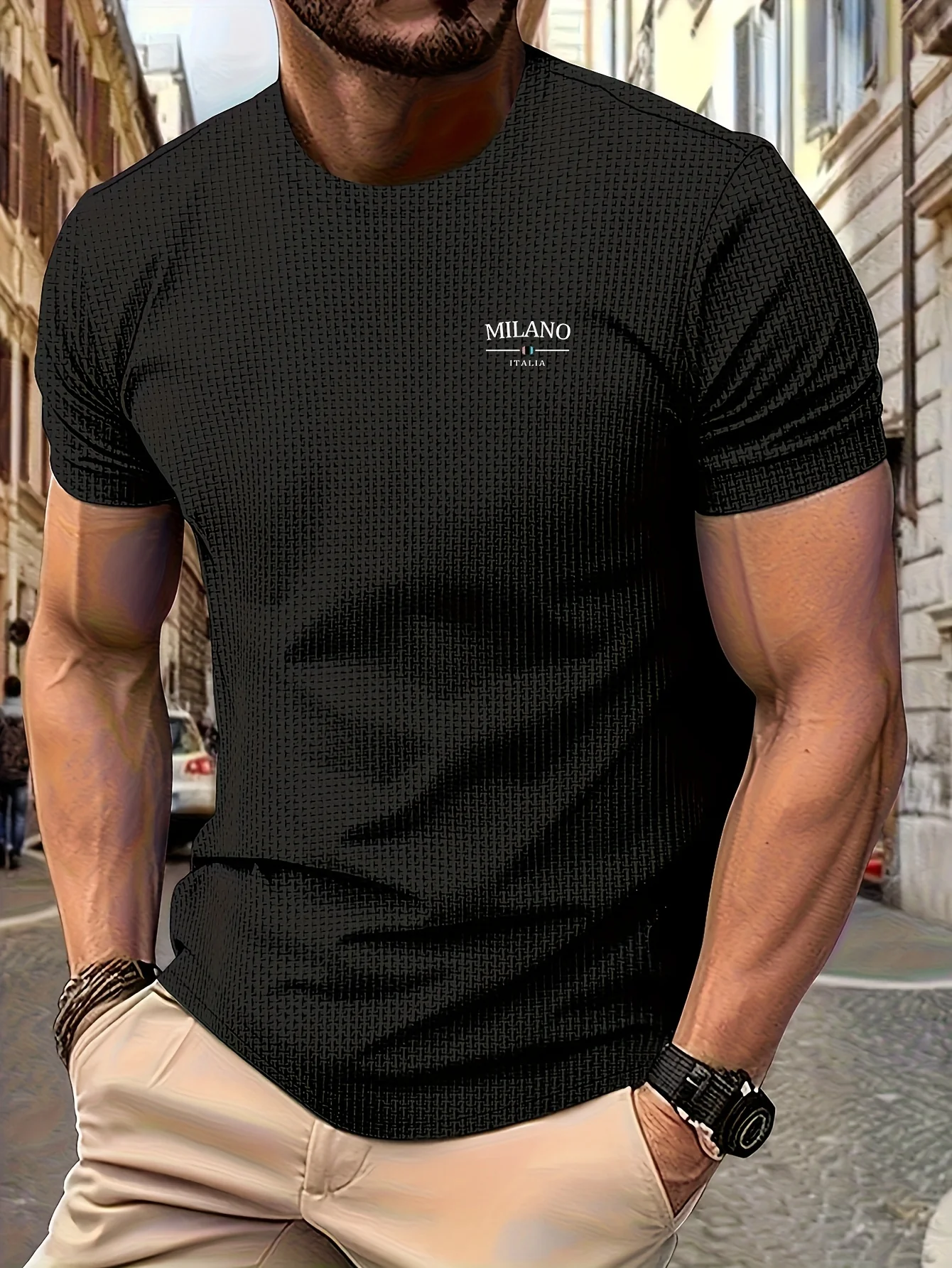 T-shirt à manches courtes et col ras du cou pour homme – Image 9