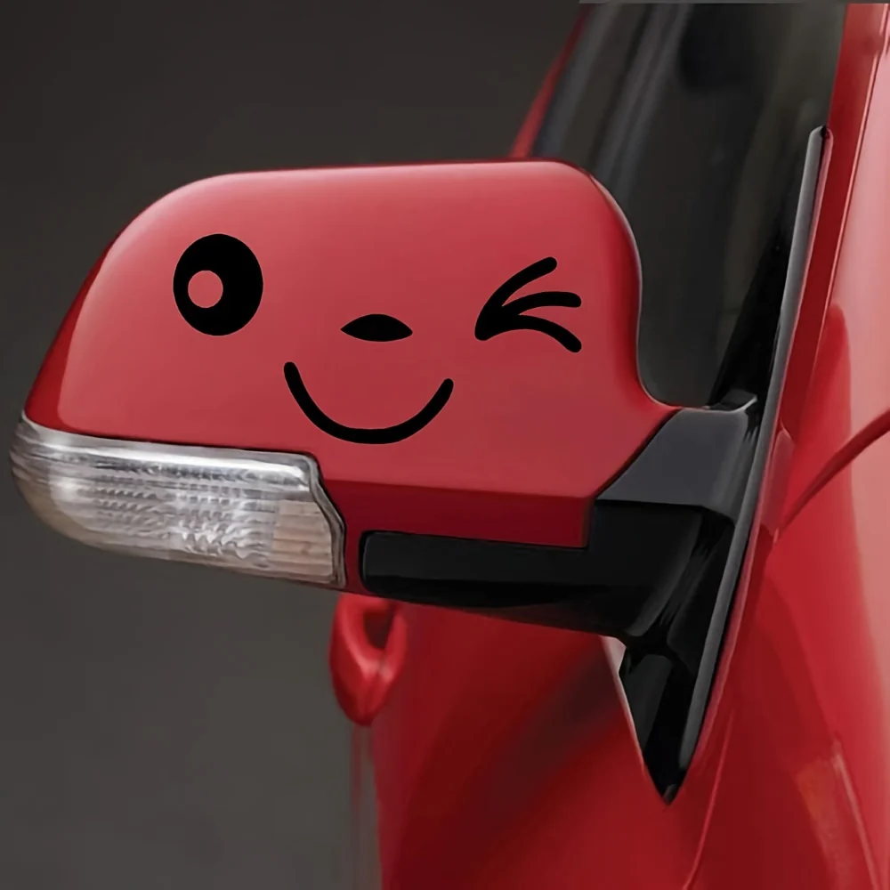 1 paire d'autocollants 3D mignons et souriants pour rétroviseurs gauche et droit – Image 7