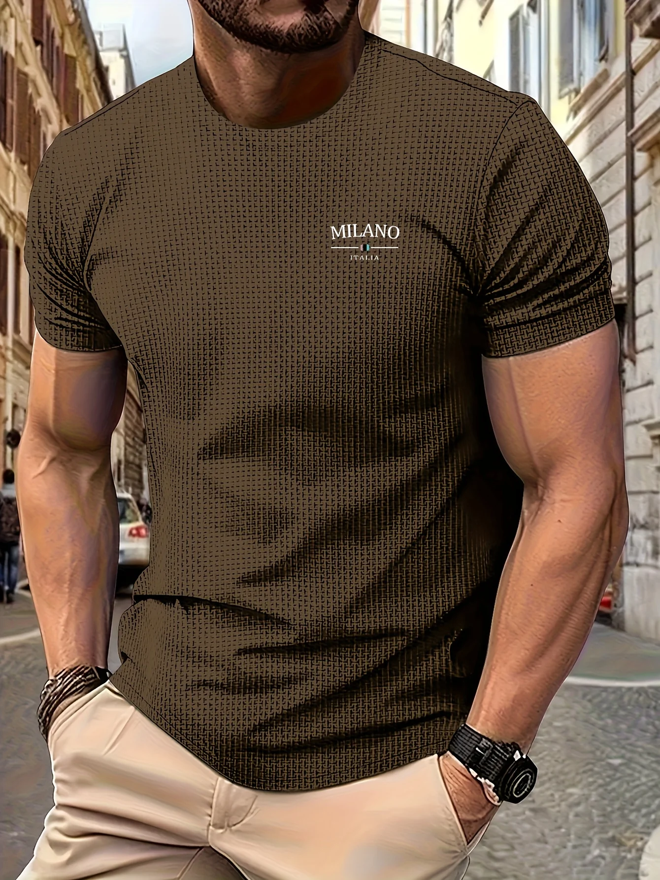 T-shirt à manches courtes et col ras du cou pour homme – Image 3