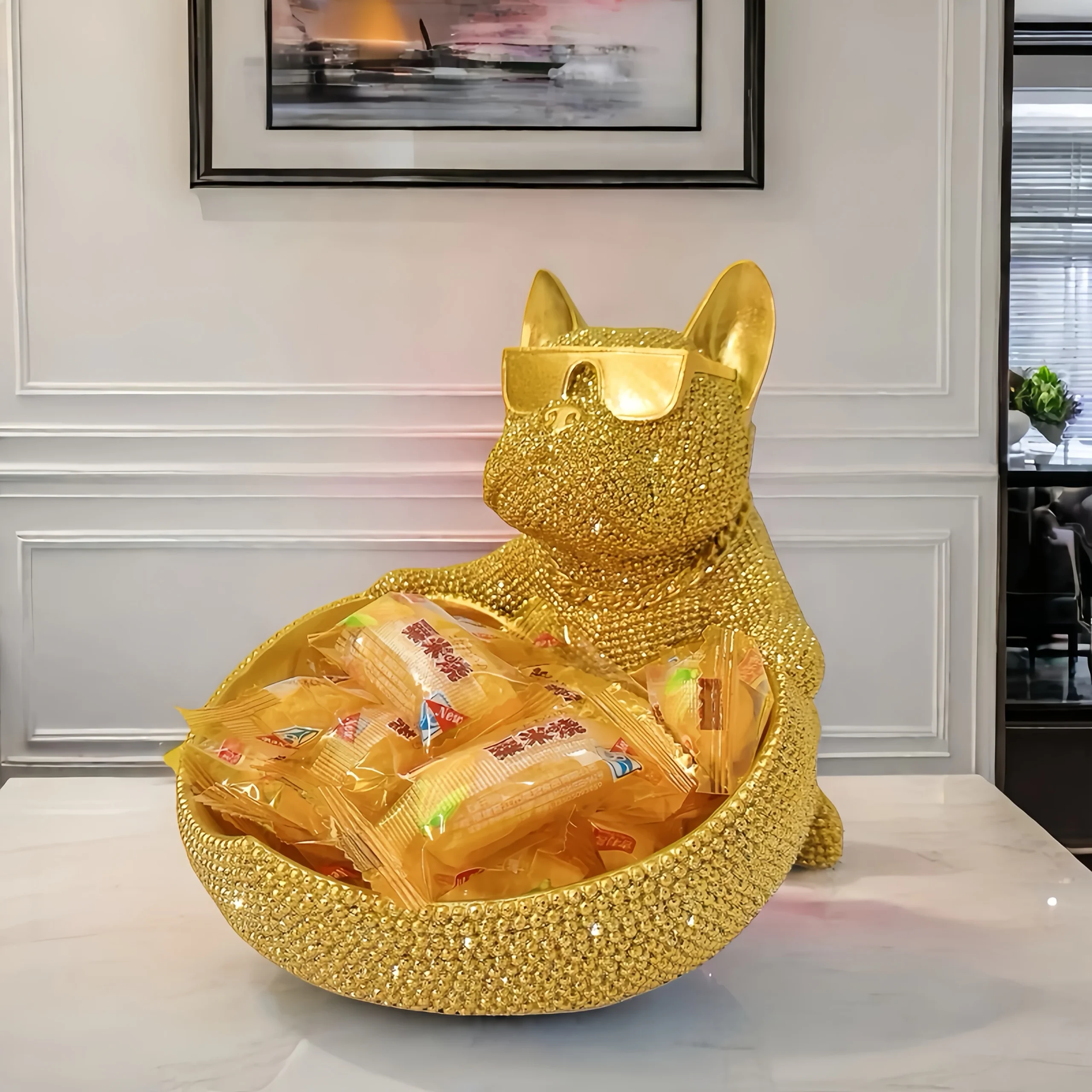 Statuette de chien élégante avec lunettes (1 pièce) - Décoration – Image 6