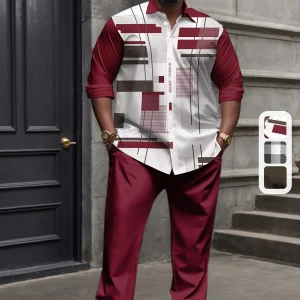 Ensemble chemise en maille pour homme, grandes tailles