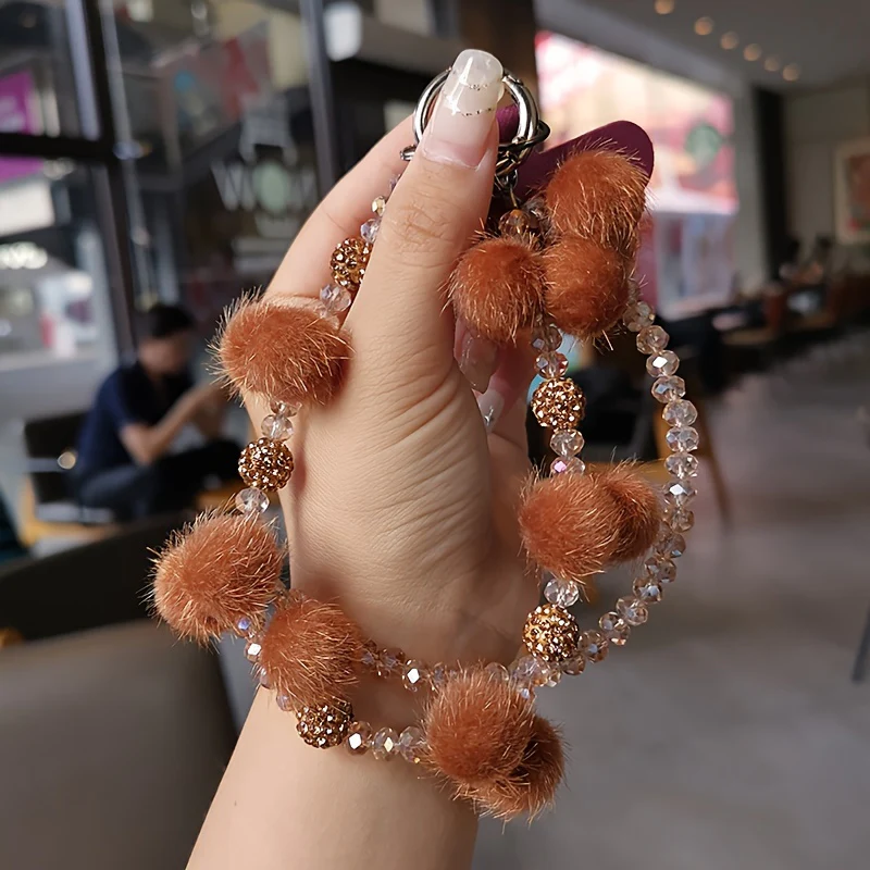 Bracelet en perles de cristal et diamants, cordon pour téléphone portable – Image 5