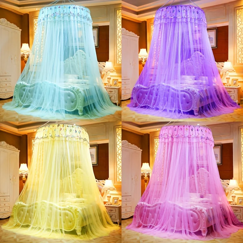 Ciel de lit classique suspendu en forme de dôme, couleur unie – Image 2