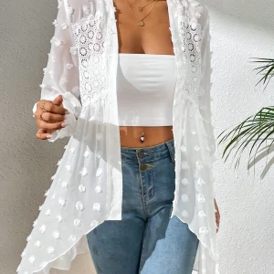 Haut long uni ouvert sur le devant, élégant