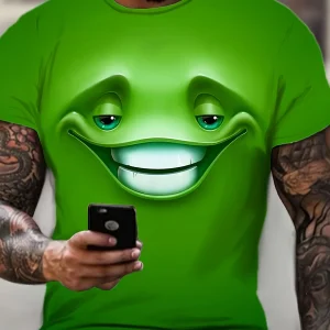 T-shirt unisexe à imprimé dessin animé, col rond vert, manches courtes