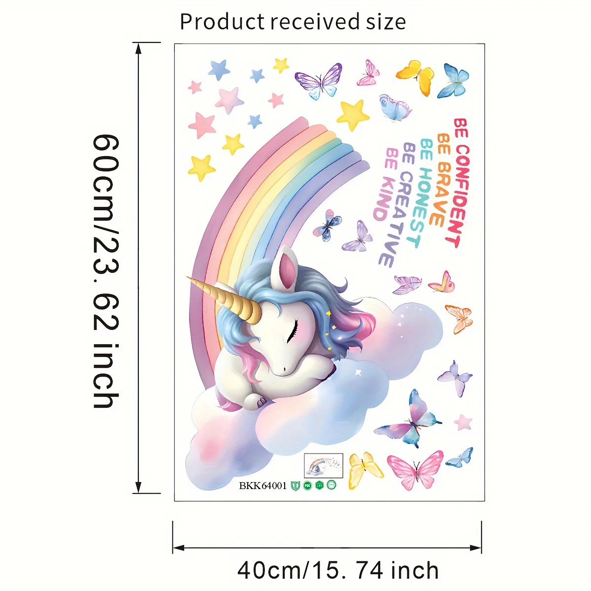 Sticker mural licorne arc-en-ciel bohème chic – Image 6