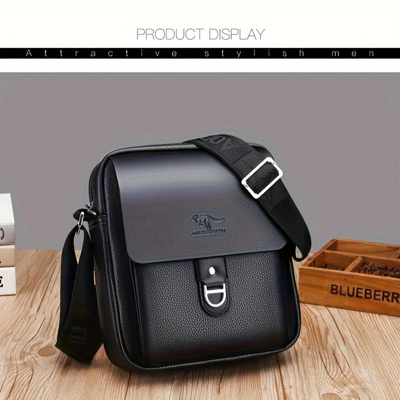 Sac à bandoulière décontracté en cuir PU pour homme, 1 pièce – Image 9