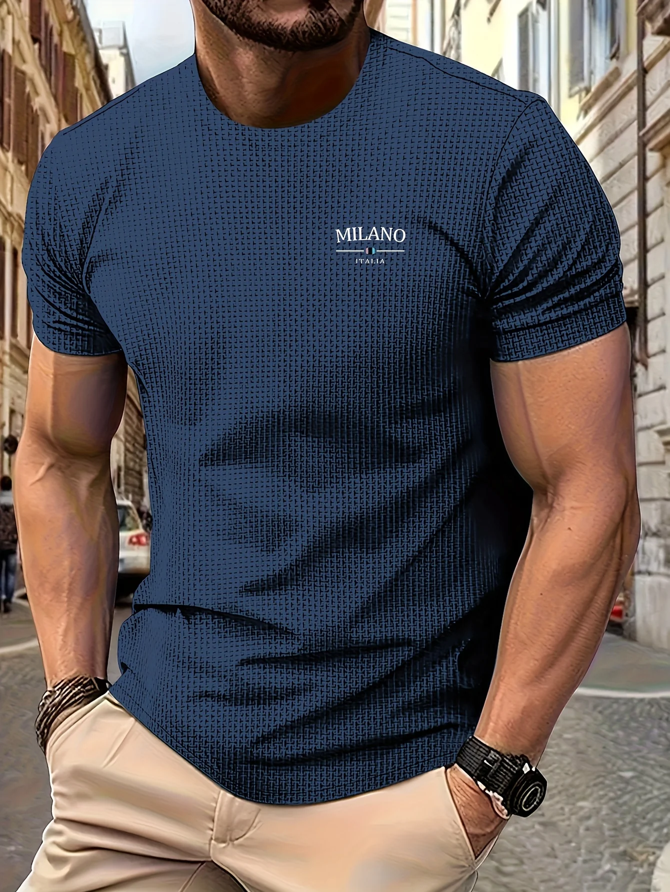 T-shirt à manches courtes et col ras du cou pour homme – Image 2