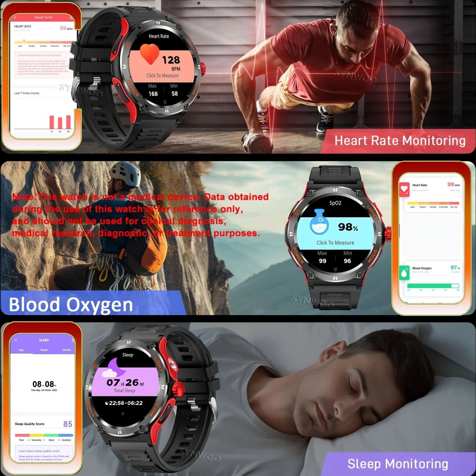 Montre connectée SYNWOO étanche IPX-8 pour hommes – Image 6