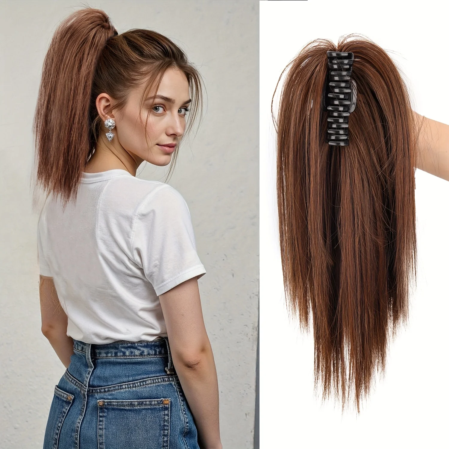 Perruque , queue de cheval pour femme - Cheveux synthétiques – Image 9