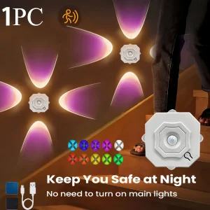 1 Lampe RGB/tricolore avec détecteur de mouvement