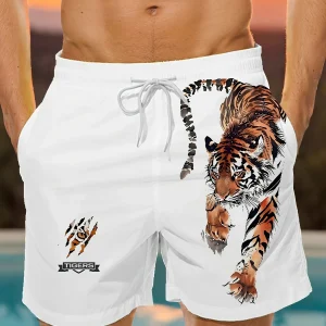 Short tendance à motif tigre bondissant, pantalon d'été
