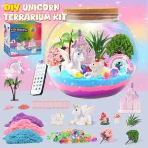 Kit de bricolage pour terrarium licorne avec lumières LED