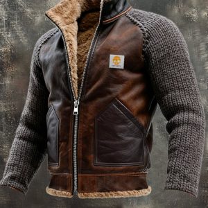 MAISON CLÉMENT PARIS™ | VESTE EN CUIR ET MAILLE À DOUBLURE SHERPA CHAUDE