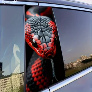 Ensemble de 2 autocollants serpent rouge et noir