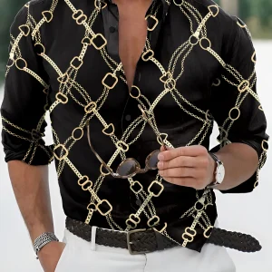 Chemise homme à manches longues boutonnée