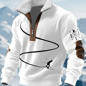 MAISON CLÉMENT PARIS™ | PULL HOMME COL ZIPPÉ SKI DOUBLÉ SHERPA