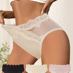 Lot de 3 culottes QUASTI pour femme, en dentelle patchwork