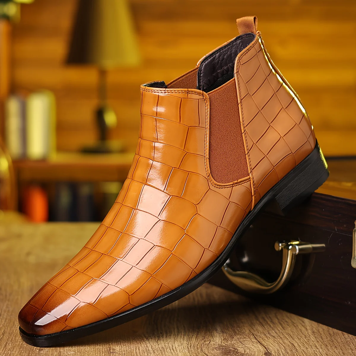 Bottines Chelsea à carreaux pour homme, grandes tailles, résistantes à l'usure – Image 8