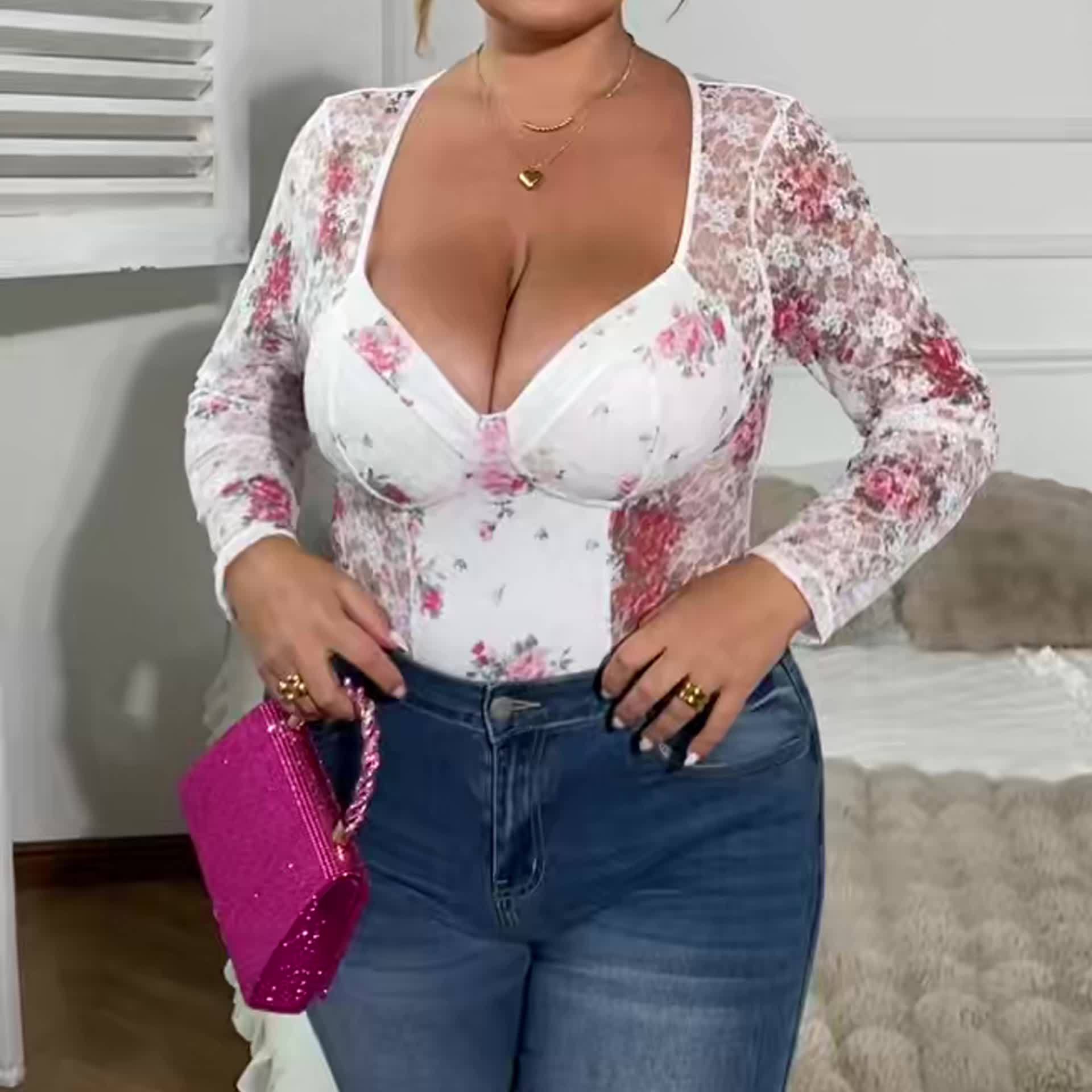 Body en dentelle vintage française grande taille pour femme – Image 8