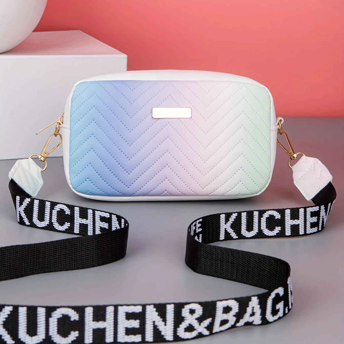 Sac bandoulière matelassé dégradé tendance – Image 3