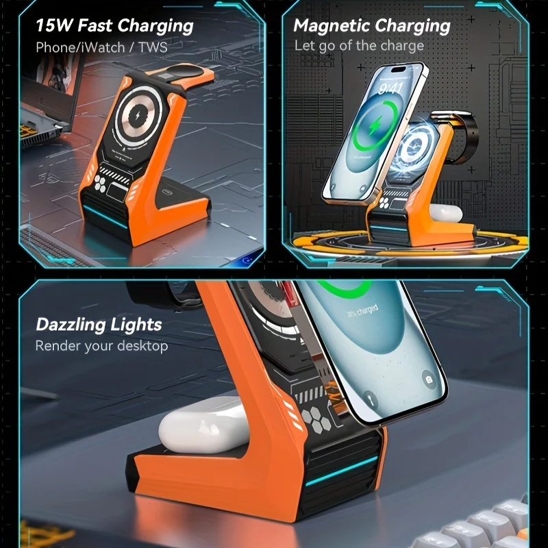 1 Station de charge magnétique sans fil - Support de chargeur sans fil 3 en 1 – Image 7