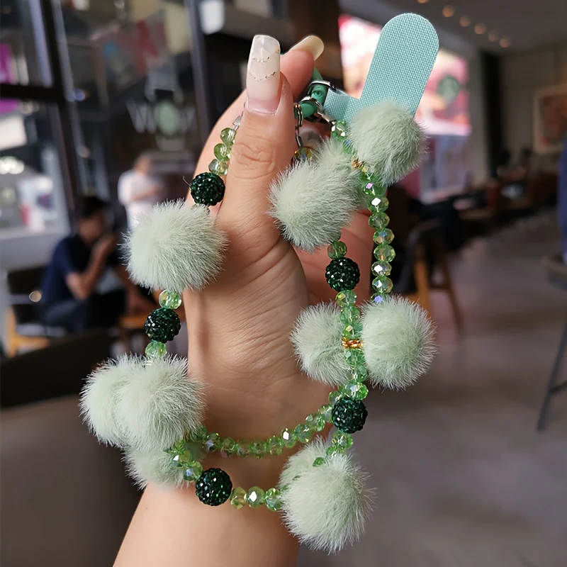 Bracelet en perles de cristal et diamants, cordon pour téléphone portable – Image 3