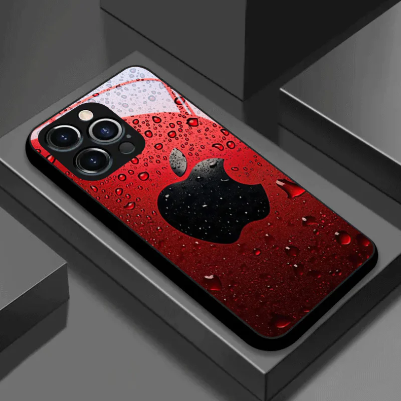 Coque de téléphone en verre renforcé haute définition avec motif pomme rouge – Image 8