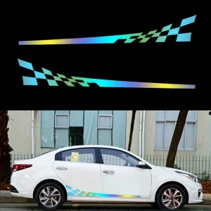 Paire de bandes latérales holographiques de 196,09 cm « Voiture de course »