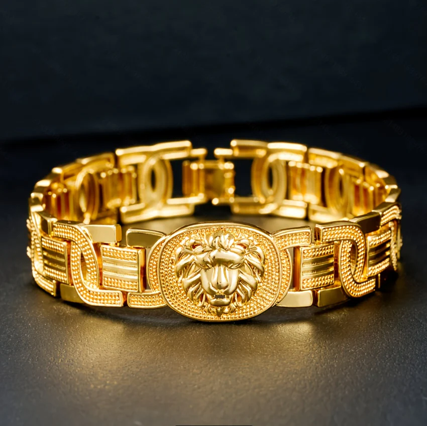 Bracelet plaqué or, motif lion – Image 7